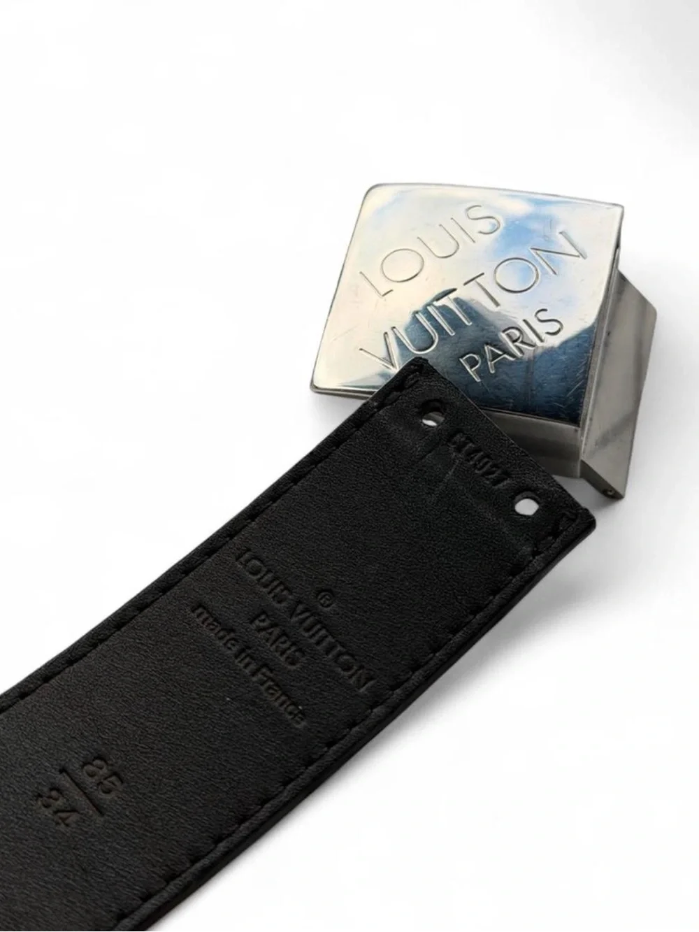 Louis Vuitton — Damier Ebene Women’s Reversible belt Silver HW